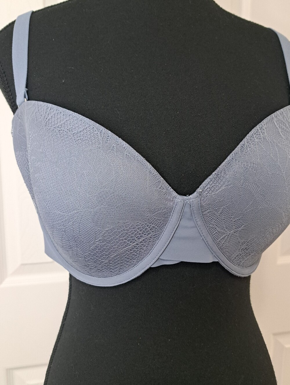 La Vie En Rose Lace Bra Womens Size 38D Blue Gray Adjustable Strapless Feminine - Picture 3 of 13